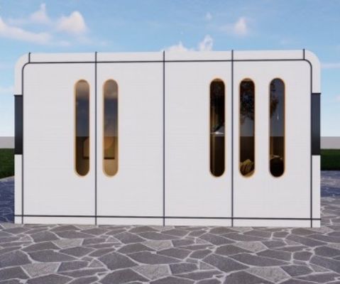 1 ベッドルーム アップルカプセルハウス プリファブリックポッド 12KW カスタマイズ