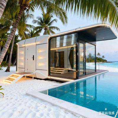 スペースカプセルハウス スペース-29モデル 全室LED照明システムと L8560 x W3460 x H3400寸法