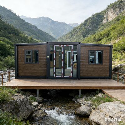 完全亜鉛メッキ加工の折りたたみ式20フィートコンテナ、断熱・防音仕様、多用途な生活のためのカスタマイズ可能なテラス付き